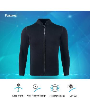 FLEXEL 3mm Neoprene Wetsuit Top with Front Zipper | Diving, Snorkeling, Surfing, Kayaking | 3X-Large Men/Black - Buy Online on GoSupps.com