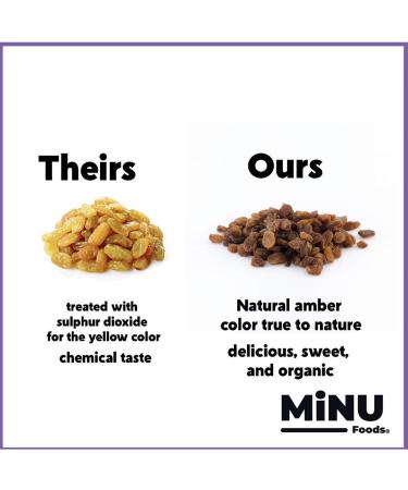 MiNU Organic Golden Raisins Sultanas - 16 oz (1 lb) | No Sulfur, No Added Sugar | Seedless Superfood for Raw, Paleo, Vegan, NonGMO, Gluten Free Diets - Buy Online on GoSupps.com