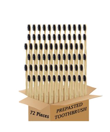 N-amboo Bamboo Toothbrush Prepasted Disposable Toothbrsuh Soft Bristles Prepasted Toothbrush Disposable Toothbrsuh (72 Pieces) 72 Count (Pack of 1)