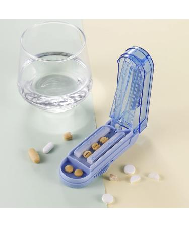 Pill Cutter - 2 PCS Pill Splitter for Small & Large Pills with Safety Blade Guard - Blue Medicine Slicer for Cleanly Cutting Medication and Vitamins - Buy Online on GoSupps.com