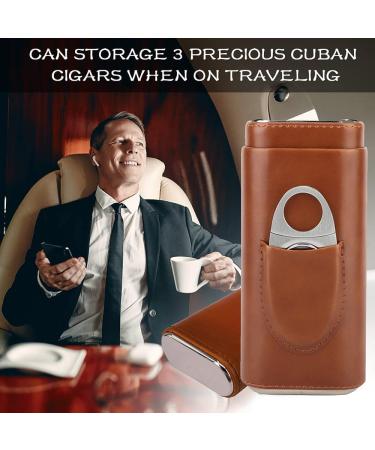 Leather Cigar Case Cedar Wood Lining Humidors for Cigars Cigar Accessories Include Stainless Steel Cigar Cutter - Cigar Gift Box for Cigar Lovers - Buy Online on GoSupps.com