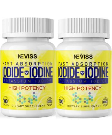 Potassium Iodide Tablets 15 mg Iodine Supplement for Birth1 Month to 3 Years Old for Thyroid Support Promote Growth & Improve Energy KI Potassium Iodine Pills Emergency Survival 200 Tablets 2 Bottles (200 Tablets)