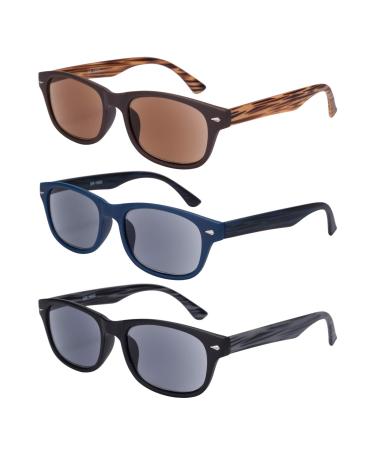 Eyeguard reading sunglasses 3-pack UV400 protection outdoor sun reader non-clumsy classic style reading glasses for women and men 1 Magnification (Pack of 3)