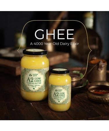 Sarthak Satvik A2 Cow Ghee - Organic Free Grazing Pure Desi Ghee | Traditional Bilona Method | Boosts Immunity & Bone Strength - 33 Oz - Buy Online on GoSupps.com