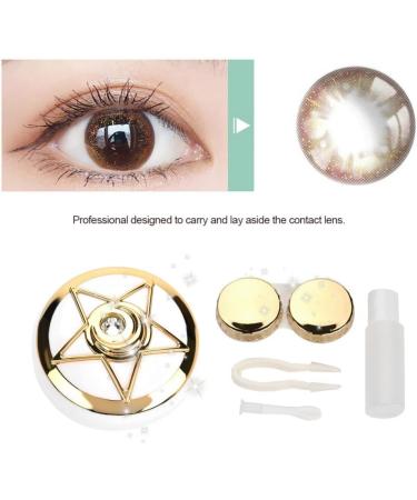 Mavis Laven Gold Contact Lens Case - Portable Pentagram Shape Box with Mirror 3 Colors Available - Perfect for Travel and Daily Use - Buy Online on GoSupps.com
