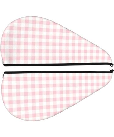 Quick-Dry Pink Checkboard Hair Towel Wrap | Soft Hair Drying Towel Turban with Button for Effortless Hair Care - Buy Online on GoSupps.com