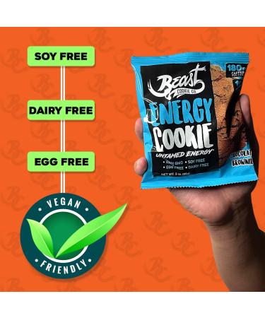 Beast Energy Cookie - Vegan Protein Chocolate Brownie Cookie | 180mg Caffeine, 10g Protein | Dairy-Free, Soy-Free, Egg-Free, Non-GMO | 3 Oz 12-Pack - Buy Online on GoSupps.com