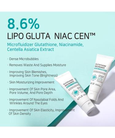 APLB Glutathione Niacinamide Facial Cleanser | LIPO GLUTA NIAC CEN | Tighten Pores Control Sebum & Deep Moisture | Korean Skincare 2.71 FL.OZ - Buy Online on GoSupps.com