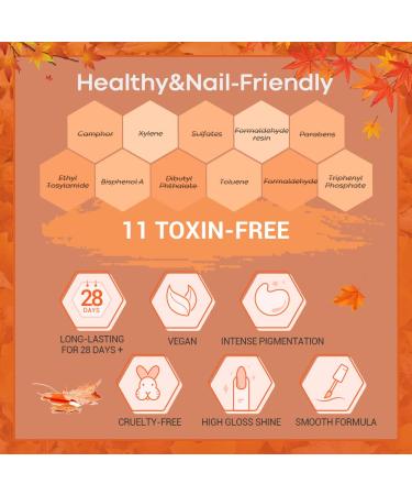 Modelones 20 Colors Gel Nail Polish Kit - Fall Winter Collection | Gold, Orange, Yellow, Brown Shades | Bond Primer, Glossy & Matte Top Coat | DIY Nail Art | Halloween Gift Set - 24 PCs - Buy Online on GoSupps.com