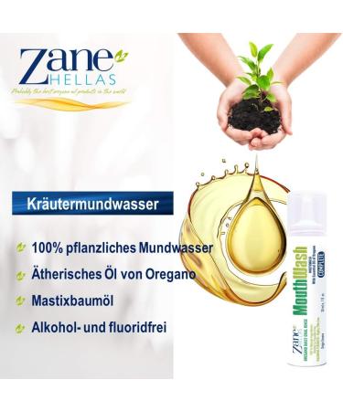 Zane Hellas Oregano Daily Mouthwash - Herbal Solution for Gingivitis Plaque Dry Mouth & Bad Breath - 100% Alcohol & Fluoride Free - 2 fl. oz (60 ml) - Buy Online on GoSupps.com
