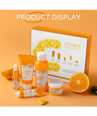 Vitamin C Skincare Set | Hydrating Face Kit with Cleanser Serum Cream & Toner - Anti-Aging Moisturizer for All Skin Types - Buy Online on GoSupps.com
