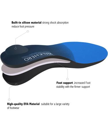 Plantar Fasciitis Insoles - Arch Supports for Flat Feet & High Arch Pain Relief | Blue, Men's 6-6.5/Women's 8-8.5 - Buy Online on GoSupps.com