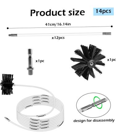 Dryer Vent Cleaner Kit Chimney Sweep Kit 14PCS/Set 16 in Dryer Vent Cleaner Dryer with 4 in Head Bendable Quick Connect Dryer Lint Brush Vent Cleaner Dryer Washable Lint Cleaner - Buy Online on GoSupps.com