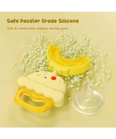 Kids U-Shaped Soft Silicone Toothbrush for Age 2-6 | 360 Oral Teeth Cleaning | Yellow Cake Design - Buy Online on GoSupps.com