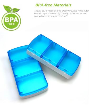 VOFOON Small Pill Organizer - 3 Times Daily | Travel Pill Box 2 Pack | Portable 3 Compartment Medicine Case for Vitamins & Supplements - Buy Online on GoSupps.com
