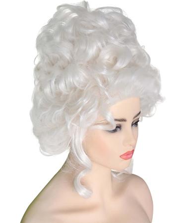 Women's Renaissance Marie Antoinette Wig Medieval 18th Century Colonial Curly Wave Hair Halloween Party Cosplay Accessories (White) - Buy Online on GoSupps.com