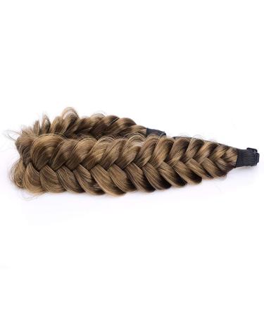BOBIYA Messy Wide 2 Strands Synthetic Hair Braided Headband - Claybank | Stylish Hairband for Effortless Updos | International Shipping Available - Buy Online on GoSupps.com