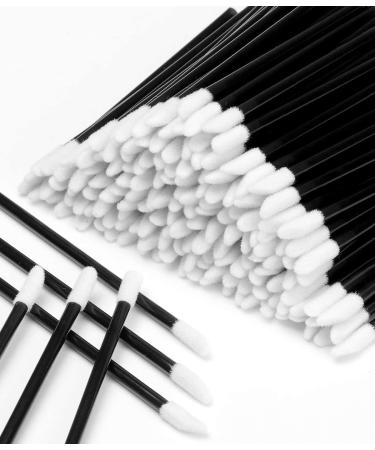 Lip brush disposable 100 pack lipstick brush - Weddhuis disposable brush microbrush chopsticks eyelash applicator micro Brush care set for Halloween Christmas black