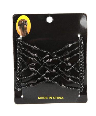 Women Girl Magic Easy Hair Beads Slide Stretchy Comb Clip Stretchable Hairpin Double Slides Hair Combs for Women Ladies Girls (BLACK)