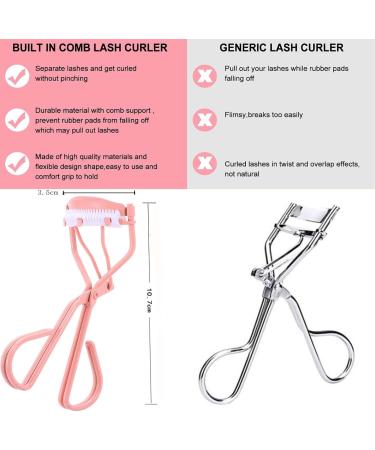 Eyelash Curler with Comb Teeth Beginner's Portable False Eyelash Eyelash Curler Detachable High Curling Lash Curler Tool Comfortable to Hold & No Harm Skin to Enhance Eyelashes - Buy Online on GoSupps.com