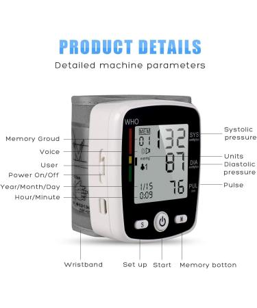 Potulas Wrist Blood Pressure Monitor with USB Charging | Automatic Digital BP Machine with Voice Broadcast & Large Display Screen - Buy Online on GoSupps.com