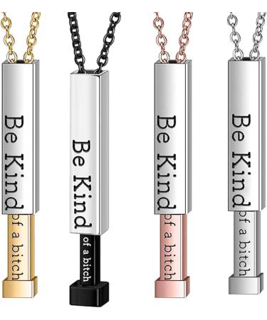 Oralgos Engraved Vertical Trailer Necklace | Hidden Message Collarbone Chain | Fashionable Silver Accessory & Unique Ornament - Buy Online on GoSupps.com