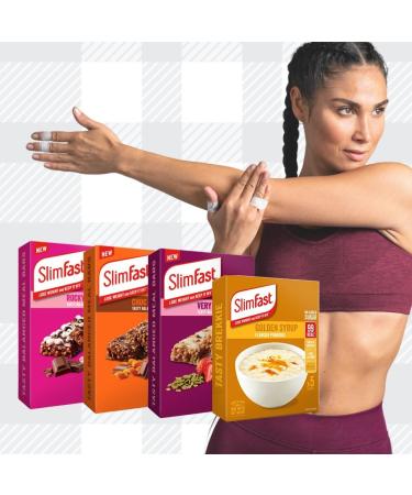 AETN Creations Slim Fast Weight Loss Bundle 12 Bars in Very Berry Choc Orange Rocky Road + 5 Golden Syrup Porridge with AETN Meal Planner and Fridge Magnet - Buy Online on GoSupps.com