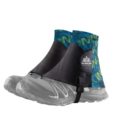 AONIJIE Low Trail Gaiters Reflective Ankle Gators Protective Shoe Covers with UV Protection & Breathable & Sand Prevention for Triathlon Marathon Hiking Black Green
