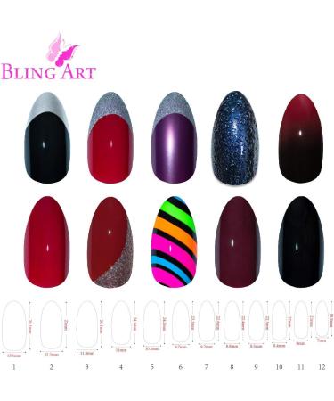 Bling Art False Nails 360 Stiletto Almond Long False Salon Nails Natural White Acrylic Fake Nail Tips with glue - Buy Online on GoSupps.com