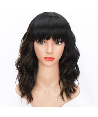 Colorfulpanda Short Black & Brown Wigs for Women - 14 Inch Synthetic Hair Ponytail for Party & Cosplay - Buy Online on GoSupps.com