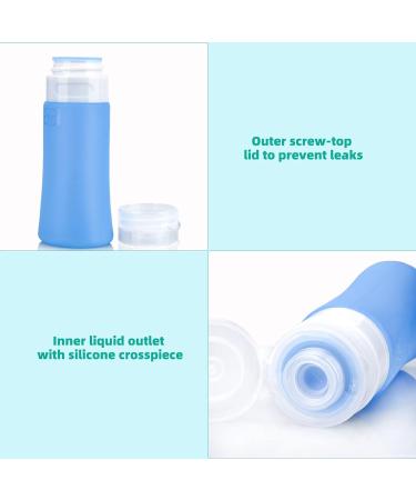 Uervoton Silicone Travel Bottle BPA Free Leak Proof Refillable Squeezable Containers Set(90 ml) with Label and Transparent Carry Bag for Liquid Shampoos Soap and Toiletries-4 Pack - Buy Online on GoSupps.com