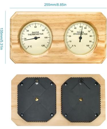 Fukamou Wooden Sauna Thermometer & Hygrometer | Accurate Temperature & Humidity Meter | Essential Sauna Accessories - Buy Online on GoSupps.com
