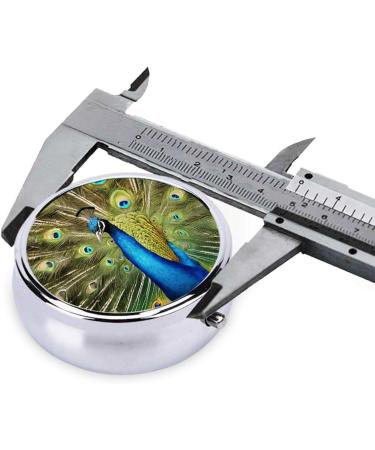 Beautiful Peacock Printed Mini Round Pill Box | 3 Compartment Medicine Organizer | Portable Travel Pill Case for Home & Office - Buy Online on GoSupps.com