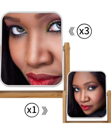 LOTIKO Double Sided Makeup Mirror with Bamboo Stand - 1X/3X Magnification, 360 Swivel, Oval Vanity Mirror for Beauty Gifts - Buy Online on GoSupps.com