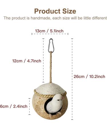 MISS FIRE Coconut Woven Bird House | Natural Coconut Cage with Cover for Parrot, Hamster, Squirrel, Rat, Lovebird, Finches - Buy Online on GoSupps.com