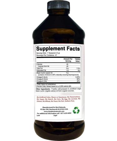 Best Naturals Black Seed Oil - 0.95% Thymoquinone - Cold Pressed Nigella Sativa for Digestive Health, Immune Support, Brain Function & Joint Mobility - 8 OZ - Buy Online on GoSupps.com