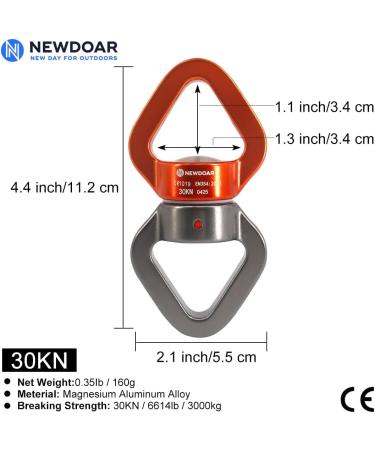Buy Newdoar Swing Swivel 30kn CE-Certified Rotator Spinner for Aerial Dance Yoga Hammocks & Climbing - Silver Orange - Buy Online on GoSupps.com