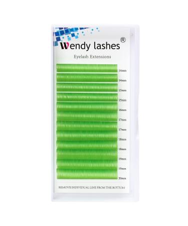 Light Green Easy Fan Volume Lashes 14-20mm 0.07mm Thickness Self Fanning 4D 5D 6D~10D Easy Fan Cluster Rapid Automatic Blooming Volume Lash Extensions(Spring Green 0.07-D, 14-20mm) 14-20mm mixed tray D-0.07-Spring Green