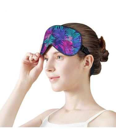 Neon Tropical Palm Leaf Sleep Mask - Adjustable Eye Cover for Sleeping & Travel - Buy Online on GoSupps.com