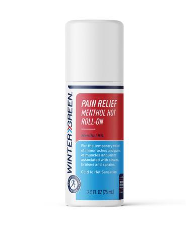 Wintergreen Menthol Hot Roll-on Gel for Muscle and Joint Relief associated with Strains Sprains and Bruises (2.5 Fl Oz)