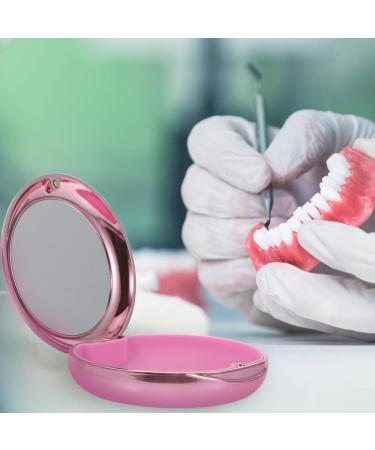 Healifty Portable Dental Retainer Box - Rose Gold | Braces & Invisible Denture Case with Mirror | Oral Care Box - 8.7X2.7CM - Buy Online on GoSupps.com