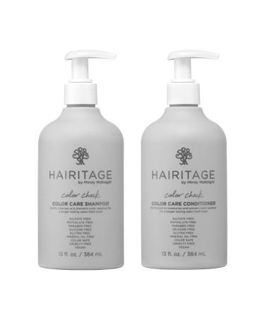 Hairitage Color Check Moisturizing Shampoo and Conditioner Set UV Protection for Color Treated Hair Prevent Color Washout Fading 13oz each (26oz total)