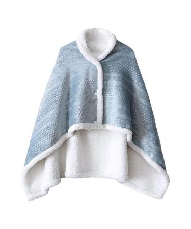 Warm Shoulder Shawl Cape Spring and Autumn Warm Soft Flannel Blanket Wearable Shawl Cape Napping Shawl Blanket for Women Blue 85*120cm