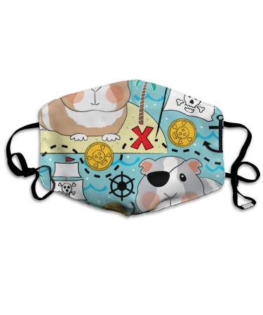 Pirate Guinea Pigs Washable Reusable Mask Cotton Anti Dust Half Face Mouth Mask For Kids Teens Men Women With Adjustable Ear Loops