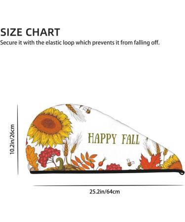 Happy Fall Pumpkin Autumn Sunflower Microfiber Hair Towel - Soft Super Absorbent Coral Velvet Quick Dry Cap for Long Curly Thick Hair - Buy Online on GoSupps.com