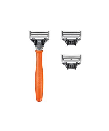 Harry s wet razor for men-razor set with orange-colored handle 3 replacement rasier blades razors razor blades razor blades for men razor sound men wet razors sound orange (3 Pack)