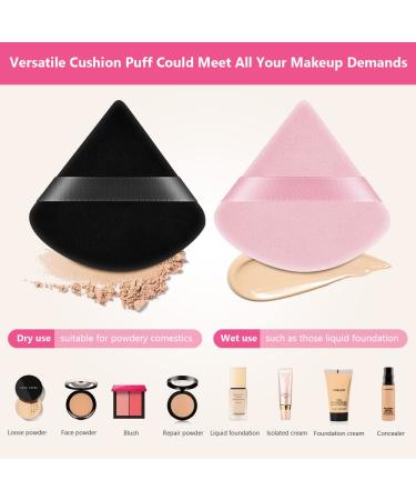 6 PCS Pure Cotton Soft Makeup Powder Puffs - Triangle Wedge for Loose Powder, Mineral Powder, Body Powder - 3 Black + 3 Pink - Velour Cosmetic Foundation Sponge - Buy Online on GoSupps.com