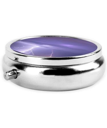 Lightning Storm Round Pill Box | 3-Compartment Portable Organizer for Travel & Purse - Buy Online on GoSupps.com