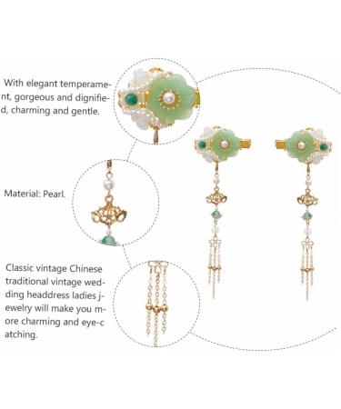 Beaupretty 2 Pairs tassel hair clip Flower Hair Clip hair barrettes for women Chinese Style Hair Clips Bridal Hair Clips decorative chopsticks womens accessories antique jade bride pearl - Buy Online on GoSupps.com