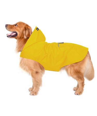 Cellar dog rain coat with hood & collar hole & safe reflective strip ultra -light breathable 100% waterproof rain jacket for medium -sized to large dogs yellow 4xl 4xL yellow